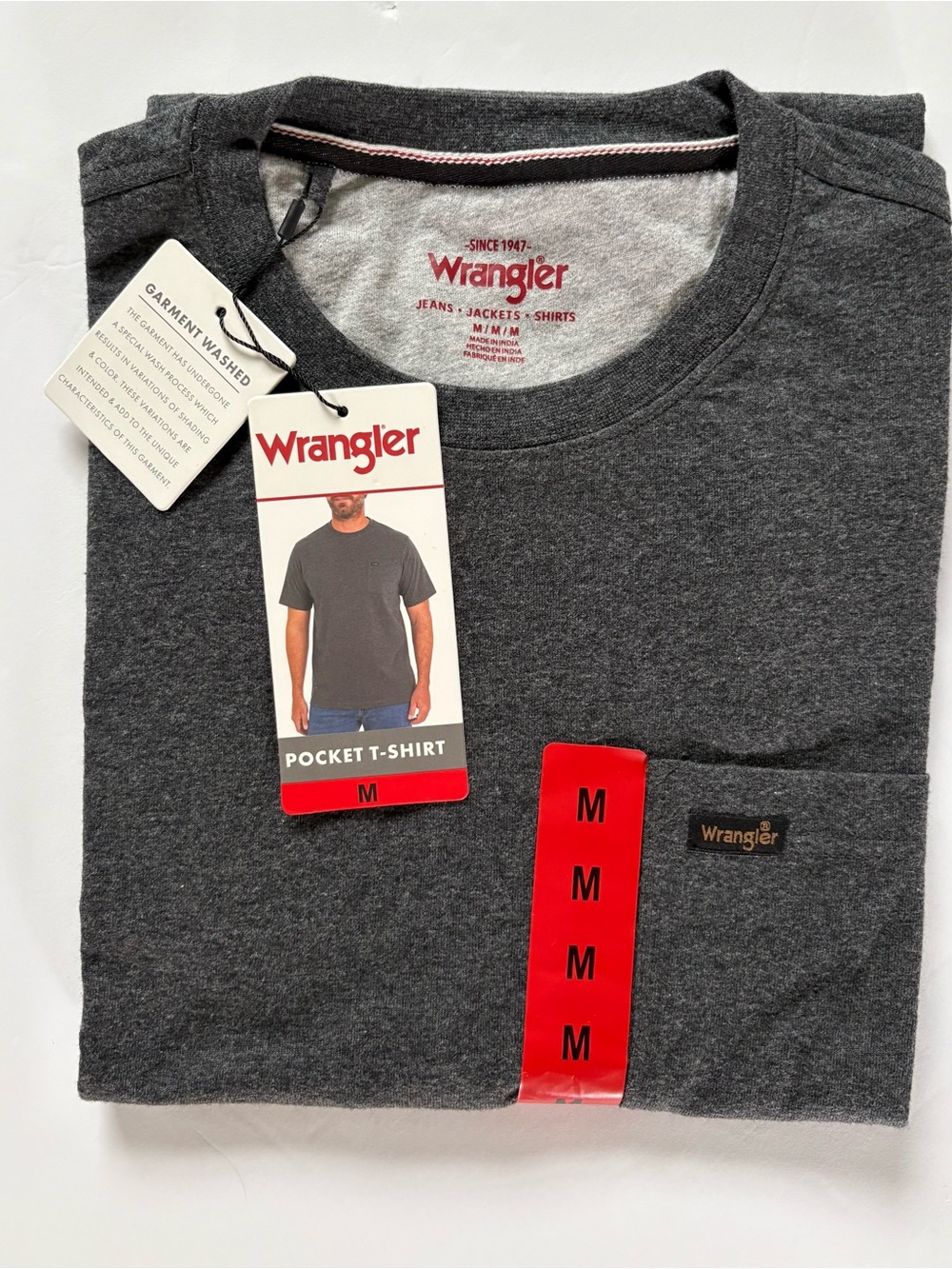 Wrangler Men’s Charcoal Pocket Tee - Dark Gray